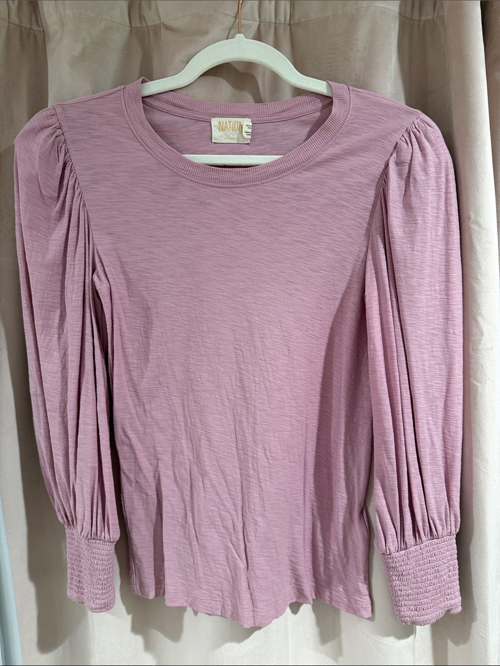 Nation LTD Dusty Pink Puff Sleeve Long Sleeve Top
